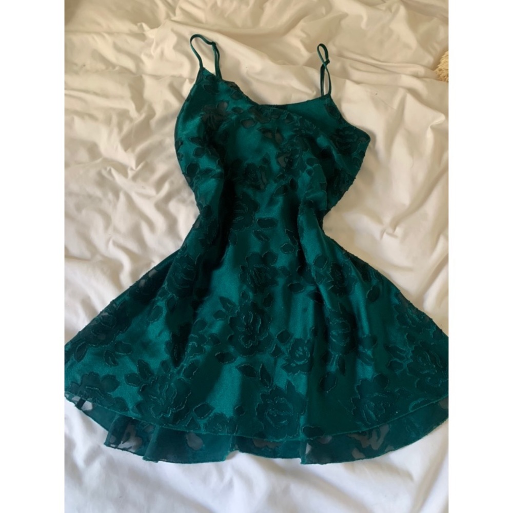 Emerald green lace slip